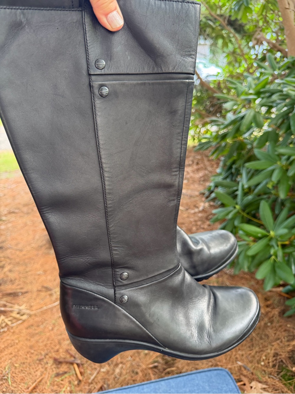 Merrell Women's Black Leather Mid-Calf Zip Boots- Durable - Picture 7 of 8